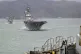 Two ships from the Japan Maritime Self-Defense Force, JS Ise and destroyer JS Suzunami sail into Wellington, New Zealand to begin a three-day ceremonial port visit, August 8, 2025. Photo: Monique Ford/Stuff via AP
