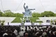 People attend a ceremony to mark the 80th anniversary of the US atomic bombing at the Peace Park in Nagasaki, southern Japan, August 9, 2025