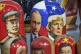 Traditional Russian wooden dolls called Matryoshka depicting Soviet Leader Josef Stalin, left, Russian President Vladimir Putin, center, and U.S. President Donald Trump are displayed for sale at a souvenir shop in Moscow, Russia, Tuesday, Aug. 12, 2025