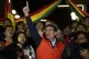 Presidential candidate Rodrigo Paz (centre) addresses supporters after early results showed him leading in the presidential election in La Paz, Bolivia, August 17, 2025