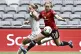 Manchester United's Elisabeth Terland (right) and PSV Eindhoven's Sippie Catharine Folkerts (left) challenge for the ball during the Women's Champions League qualifier football match, August 27, 2025. Photo: Jonas Ekstroemer/TT News Agency via AP