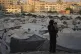 A tent camp for displaced Palestinians stretches along Gaza City, August 3, 2025