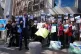 Scottish Green MSP Ross Greer speaks to protesters campaigning against Flamingo Land outside the Scottish Parliament at Holyrood, Edinburgh, May 29, 2025