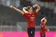 England's Lauren Bell during the fourth women's IT20 at Old Trafford Cricket Ground, Manchester, July 9, 2025