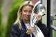 England's Leah Williamson with the UEFA Women's Euro 2025 trophy as she leaves the team hotel in Zurich, Switzerland. England defended their European Championship crown as they beat Spain on penalties in the final of Euro 2025. Picture date: Monday July 28, 2025