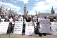 Supporters of Palestine Action take part in a mass action in Parliament Square, Westminster, central London, organised by Defend Our Juries as part of the Lift the Ban campaign, to end the proscription of Palestine Action, August 9, 2025