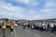 Anti-racism counter-protesters (left) across from the demonstrators protesting against 