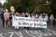 People take part in a Stand Up To Racism rally outside the Sheraton Four Points Hotel in Horley, Surrey, August 23, 2025