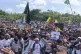 Rohingya refugees gather as they hold placards and flags to demand safe return to Myanmar's Rakhine state as they mark the eighth anniversary of their mass exodus at their refugee camp at Kutupalong in Cox's Bazar district, Bangladesh, August 25, 2025