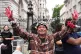 A protester outside Downing Street in London, July 29, as Keir Starmer recalled his cabinet to discuss Gaza and faces renewed pressure to recognise Palestine as a state immediately
