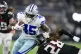 Dallas Cowboys tight end Rivaldo Fairweather (45) is hit by Atlanta Falcons cornerback Mike Ford Jr. (28) after making a catch during the second half of a preseason NFL football game, August 22, 2025, in Arlington, Texas
