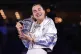 Aryna Sabalenka holds her trophy after defeating Amanda Anisimova during the women's finals of the US Open tennis championships, September 6, 2025
