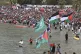 People gather to show support for the Global Sumud Flotilla ahead of its scheduled departure to deliver aid to Gaza amidst Israel's blockade on the Palestinian territory, in Sidi Bou Said port in Tunis, Tunisia, September 10, 2025