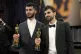 Basel Adra (left) and Yuval Abraham, winners of the Oscar for best documentary feature film for No Other Land, pose for photos at the Governors Ball, in Los Angeles, March 2, 2025