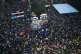 Demonstrators protest an amnesty bill that could benefit Brazilian former President Jair Bolsonaro and his allies convicted for a coup attempt, among floats of Bolsonaro and U.S. President Donald Trump at Copacabana beach, in Rio de Janeiro, September 21, 2025