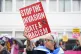 People take part in a Stand Up To Racism counter protest outside the Cladhan Hotel in Falkirk, August 30, 2025