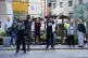 People protest outside the Britannia International Hotel in Canary Wharf, east London, August 31, 2025