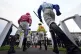 Jockeys heading to the track