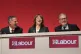 Business Secretary Peter Kyle, Chancellor of the Exchequer Rachel Reeves and Prime Minister Sir Keir Starmer on stage ahead of Reeves's keynote speech during the Labour Party Conference at the Liverpool Arena, September 29, 2025