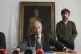 Prosecutor Daniel Adler gives a press conference in front of Giuseppe Ghislandi's 18th-century painting 