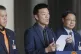 Leader of People's Party, Natthaphong Ruengpanyawut (centre) talks to reporters during a press conference at Parliament in Bangkok, Thailand, September 3, 2025
