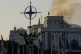 Smoke rises from the Cabinet of Ministers building after a Russian strike in Kyiv, Ukraine, on September 7, 2025