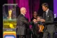 Tom Brady presents an award to the President of the Federation Internationale de Football Association (FIFA) Gianni Infantino at the Global Citizen Awards ceremony, September 24, 2025, in New York