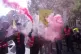 Unionists use flares during a new round of strikes and protests against the caretaker government and cost-cutting, October 2, 2025 in Paris