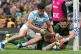 South Africa's Malcolm Marx, center, scores a try during the Rugby Championship match between Argentina and South Africa at Twickenham stadium, in London, Saturday, Oct. 4, 2025