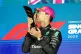 Mercedes driver George Russell of Britain kisses his trophy as he celebrates after winning the Singapore Formula One Grand Prix at the Marina Bay Street Circuit in Singapore, October 5, 2025