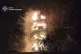 In this photo provided by the Ukrainian Emergency Services on Thursday, Oct. 16, 2025, a residential building is seen on fire after a Russian strike in Nizhyn, Chernihiv region, Ukraine