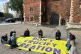 Christian Climate Action members kneeling in prayer outside Lambeth Palace. Photo: Christian Climate Action