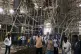 Worshippers stand inside the Menjar Shenkora Arerti Mariam Church under construction that collapsed in Arerti, Amhara region of northern Ethiopia, October 1, 2025