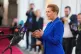 Denmark's Prime Minister Mette Frederiksen speaks to journalists as she arrives for an informal summit in the Danish parliament at Christiansborg Castle in Copenhagen, October 1, 2025. Photo: Thomas Traasdahl/Ritzau Scanpix via AP