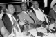 (L-R) Former World Heavyweight Champions Muhammad Ali, Joe Frazier and George Foreman at a press conference to publicize the launch of the video 'Champions Forever', October 17, 1989