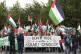 People protest against cycling team Israel-Premier Tech near the start of the 2024 Lloyds Bank Tour of Britain Men stage in Sheffield, UK. Picture date: Thursday September 5, 2024