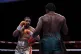 Jeamie Tshikeva (left) in action against David Adeleye for the Britis Heaveyweight title at the Co-op Live arena, Manchester, April 5, 2025