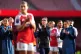 Arsenal manager Renee Slegers (centre) and players applaud the fans following victory in the Barclays Women's Super League match at the Emirates Stadium, London, October 12, 2025