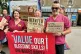 STILL GOING STRONG: Phlebotomists pictured earlier this year, in July, as they marked 100 days of action. Photo: Unison South West