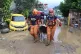 Rescue workers carry an injured resident as Typhoon Kalmaegi affects Cebu city, central Philippines, November 4, 2025