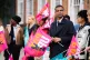 Daniel Kebede, the General Secretary of the National Education Union (NEU), joins a picket line at Regent High School in north west London, July 5, 2023