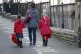 Children leaving a school in Leeds, March 2020