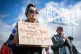 People take part in a Stand Up To Racism counter protest during a protest by people attending a Save Our Future & Our Kids Futures protest outside the Cladhan Hotel in Falkirk, which is housing asylum seekers, September 21, 2025