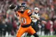 Denver Broncos quarterback Bo Nix looks to pass during the first half of an NFL football game against the Washington Commanders Sunday, Nov. 30, 2025, in Landover, Md