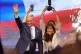 Presidential candidate Jose Antonio Kast, of the opposition Republican Party, and his wife Maria Pia Adriasola wave to supporters after winning the presidential runoff election in Santiago, Chile, December 14, 2025