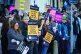 Members of the Royal College of Nursing (RCN) on the picket line outside the RCN offices by Cardiff University Hospital, December 20, 2022