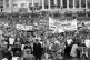 Crowds assembled in Trafalgar Square, London, for the union rally in support of the workers sacked in the print union dispute with Rupert Murdoch's News International, April 6, 1986