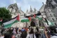 Protesters outside the Royal Courts of Justice on The Strand, central London, ahead of a hearing over whether proscribing of Palestine Action should be temporarily blocked, July 4, 2025