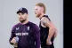 England�s Ben Stokes with head coach Brendon McCullum during a nets session at The Gabba, Brisbane, Australia, December 1, 2025