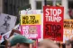 Stop Trump Coalition campaigners take part in a protest march from Portland Place to Parliament Square in London, September 17, 2025